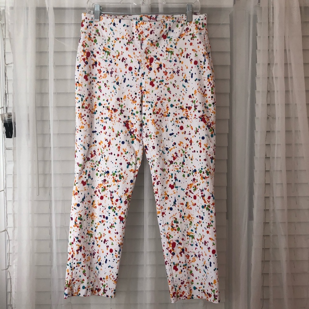 Paint splatter print stretch pant